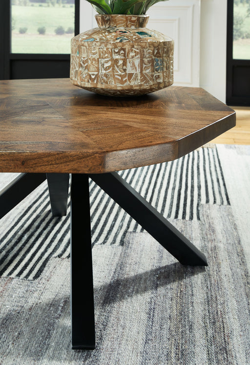 Haileeton - Brown / Black - Oval Cocktail Table Unique Piece Furniture