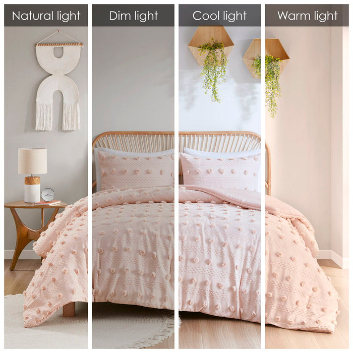 Clip Jacquard Comforter Set Pink