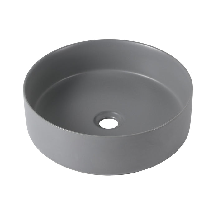 Ceramic Circular Vessel Bathroom Sink Art Sink - Gray