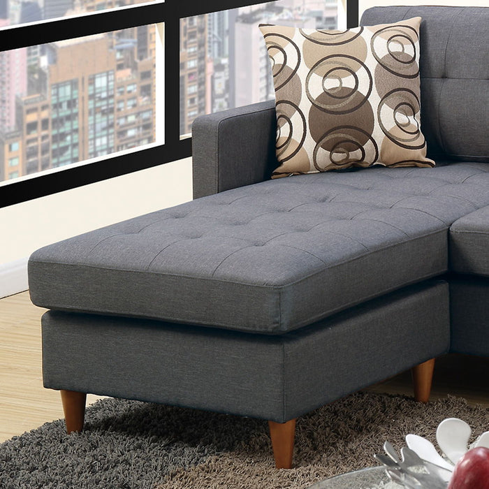 Linen-Like Fabric Reversible Sectional Sofa In Blue Gray