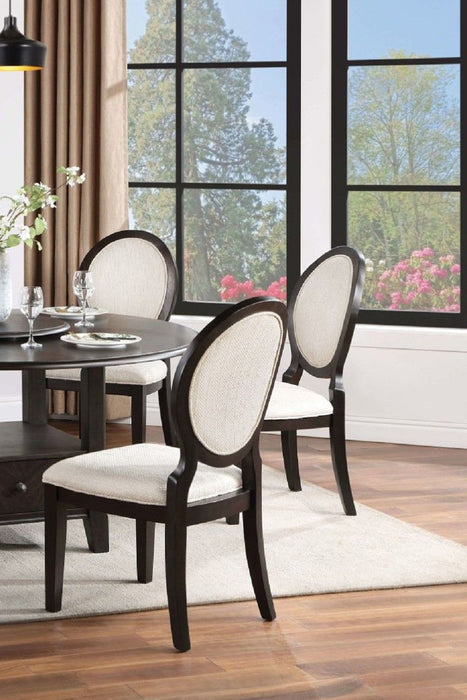 Transitional Espresso And Ivory Side Chairs (Set of 2) Chairs Dining Room Furniture 100% Polyester Round Curved Backrest
