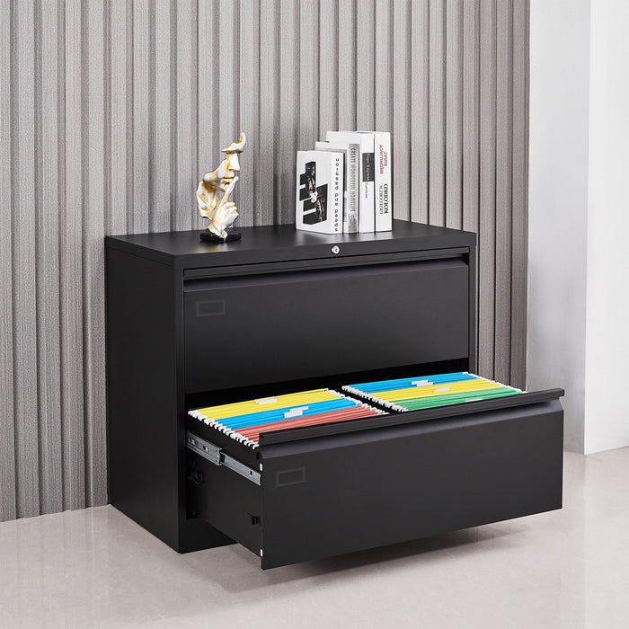 2 Drawer Lateral Filing Cabinet For Legal / Letter A4 Size, Locking Wide File Cabinet For Home Office