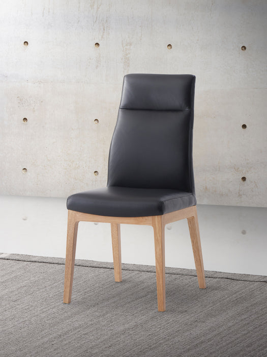 Acme Raquan Side Chair (Set of 2) Black Leather & Walnut Finish