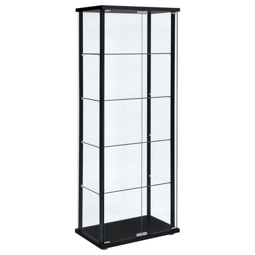 Delphinium - 5-Shelf Glass Curio Cabinet - Black And Clear Unique Piece Furniture