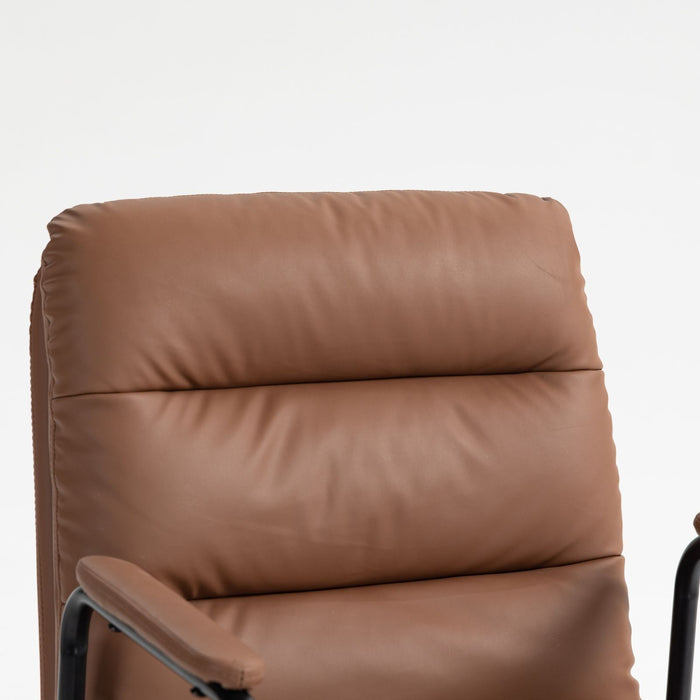 Office Chair, Mid Back Home Office Desk Task Chair With Wheels And Arms Ergonomic PU Leather Computer Rolling Swivel Chair With Padded Armrest, The Back Of The Chair Can Recline 40° (Brown)