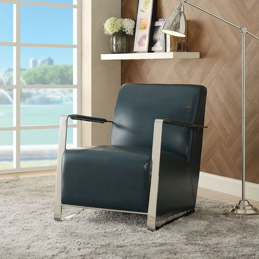 Rafael - Accent Chair - Teal PU & Stainless Steel Unique Piece Furniture