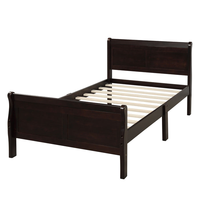 Platform Bed Twin Bed Frame Mattress Foundation Sleigh Bed With Headboard/Footboard/Wood Slat Support