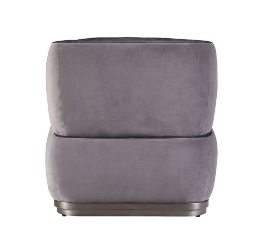 Decapree - Accent Chair - Antique Slate Top Grain Leather & Gray Velvet Unique Piece Furniture