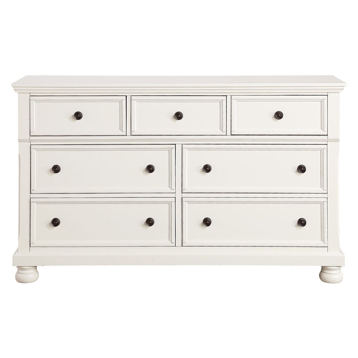 Transitional White Finish Dresser Of 7 Drawers Jewelry Tray Traditional Design Bedroom Wooden Furniture