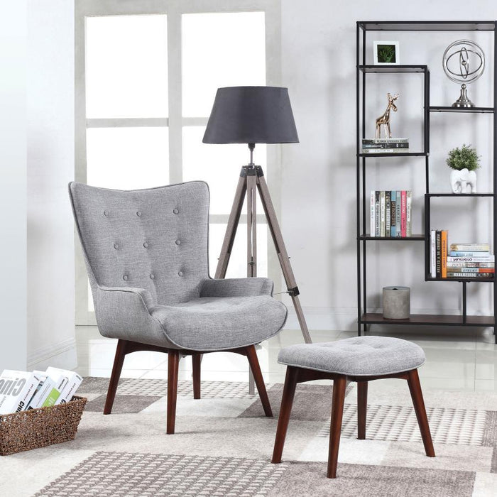 Willow - Upholstered Accent Chair With Ottoman - Gray And Brown Unique Piece Furniture