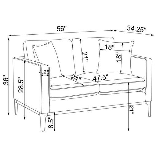 Apperson - Cushioned Back Loveseat - Light Gray Unique Piece Furniture