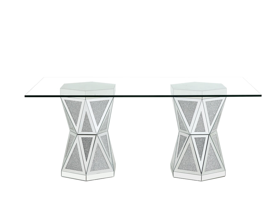 Acme Noralie - Dining Table Mirrored & Faux Diamonds