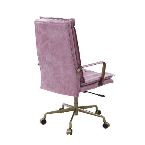 Tinzud - Office Chair - Pink Top Grain Leather Unique Piece Furniture