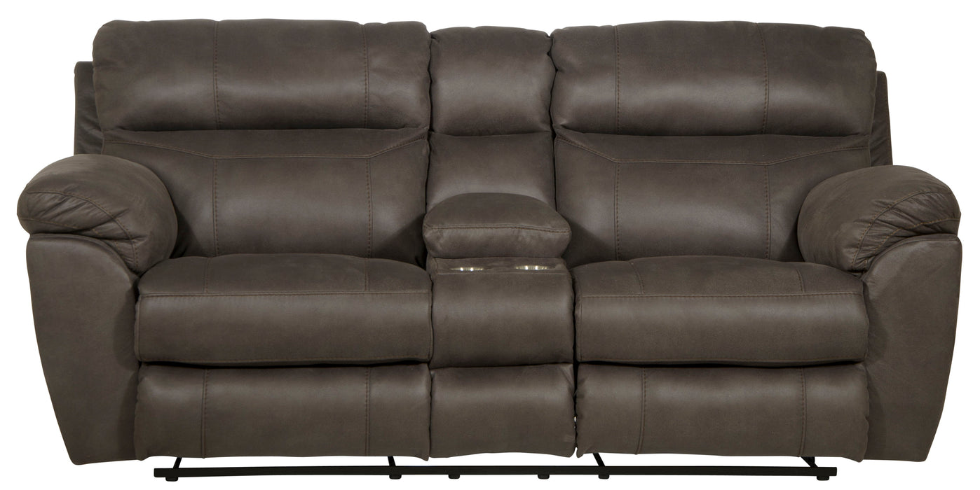 Atlas - Reclining Console Loveseat With Storage - Charcoal