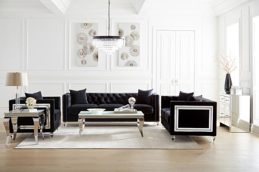 Delilah - Upholstered Tufted Tuxedo Arm Sofa - Black Unique Piece Furniture
