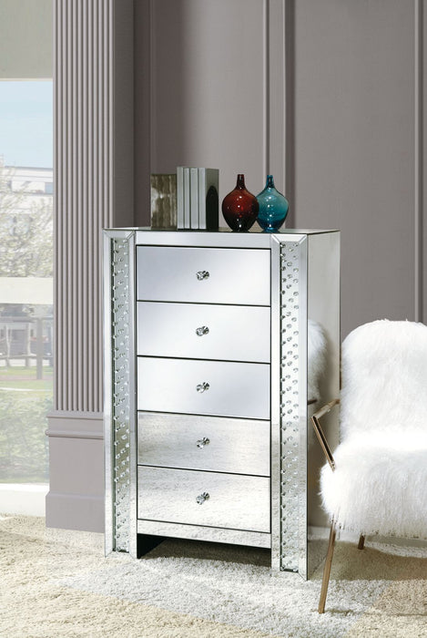 Nysa - Chest - Mirrored & Faux Crystals Unique Piece Furniture