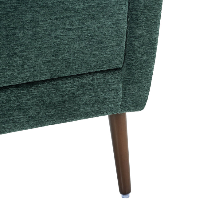 Modern Accent Chair Upholstered Foam Filled Living Room Chairs Comfy Reading Chair Mid Century Modern Chair With Chenille Fabric Lounge Arm Chairs Armchair For Living Room Bedroom Blackish Green