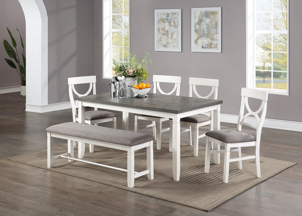 Dining Room Furniture White 6 Pieces Dining Set Table 4 Side Chairs And A Bench Rubberwood Mdf