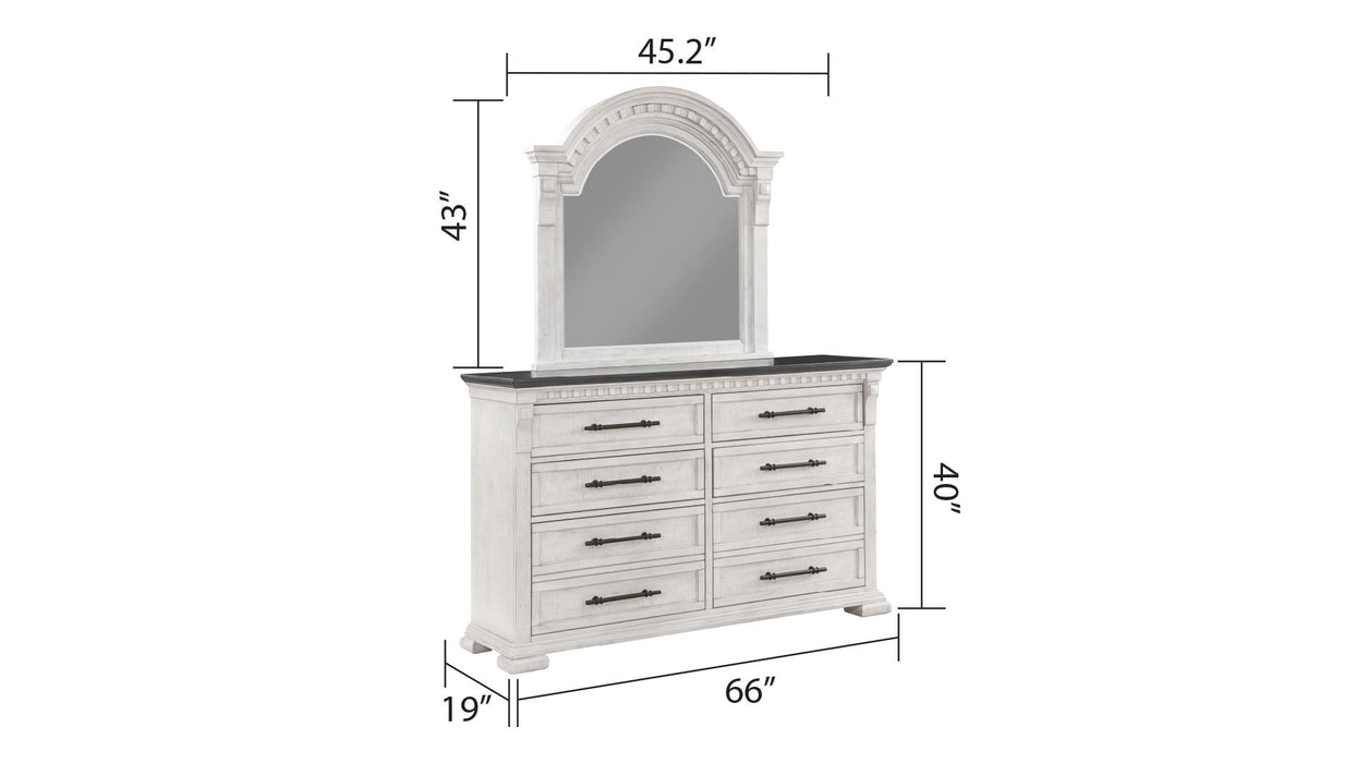 Faith Transitional Style 8 Drawer Dresser Made With Wood In Antique White
