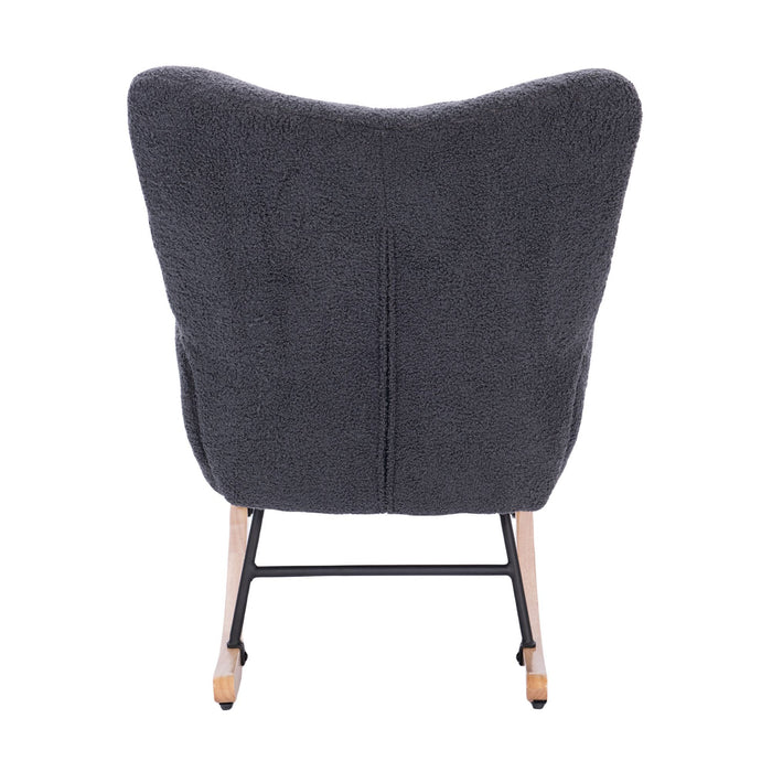 Teddy Upholstered Nursery Rocking Chair For Living Room Bedroom - Dark Grey Teddy