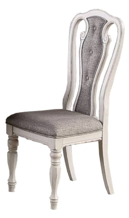 (Set of 2) Dining Chairs Gray Upholstered Tufted Unique Design Chairs Back Cushion Seat Dining Room