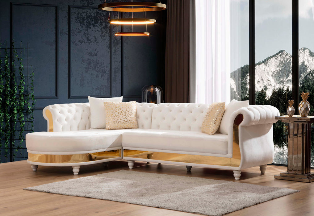 Julia Sectional Made With Velvet Fabric In Beige
