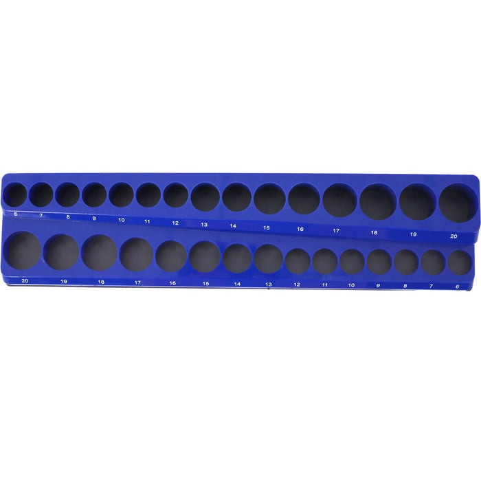 3 Piece Metric Magnetic Socket Organizers, Socket Organizers For Toolboxes, Socket Organizer, Magnetic Socket Holder, Black Tool Box Organizer.3Set, Blue, Metric