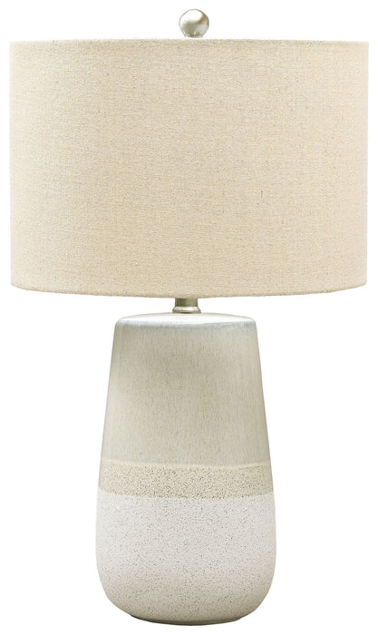 Shavon - Beige / White - Ceramic Table Lamp Unique Piece Furniture