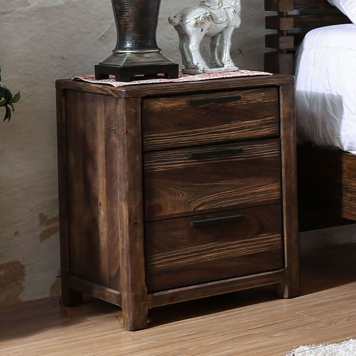 1 Piece Nightstand Only Transitional Rustic Natural Tone Solid Wood Felt Lined Drawers Metal Handles Black Bar Pull Bedroom Furniture