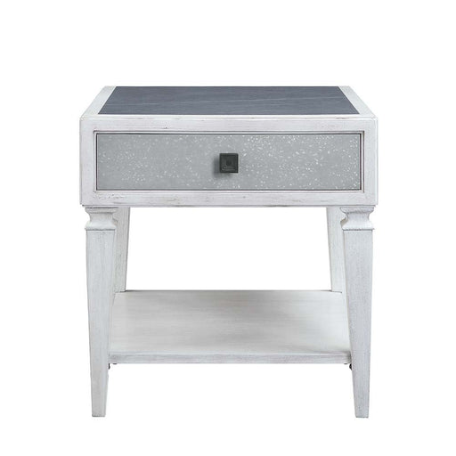 Katia - End Table - Rustic Gray & Weathered White Finish Unique Piece Furniture