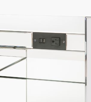 Noralie - Desk - Clear Glass, Mirrored & Faux Diamonds Unique Piece Furniture