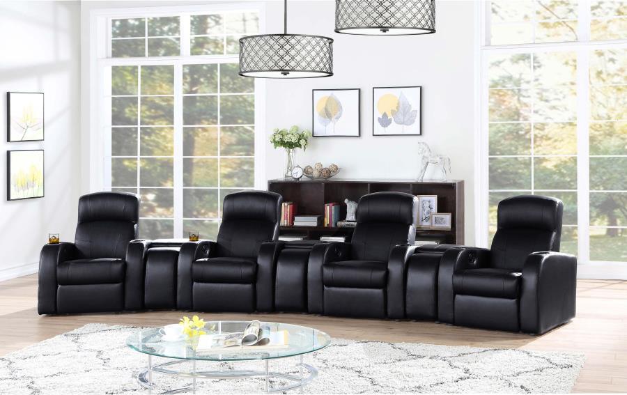 Cyrus - Home Theater Upholstered Recliner - Black Unique Piece Furniture