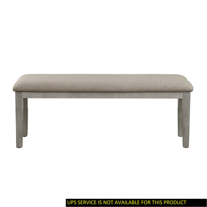 Fabric Upholstered Seat 1 Piece Bench Wire Brushed Light Gray Finish Wooden Frame Dining Room Furniture