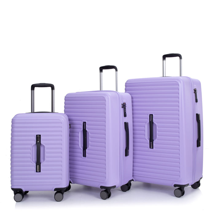 3 Piece Luggage Sets Lightweight Suitcase With Two Hooks, 360° Double Spinner Wheels, Tsa Lock, (21/25/29) Light Purple