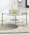 Wynora - White / Gold - Round Cocktail Table Unique Piece Furniture