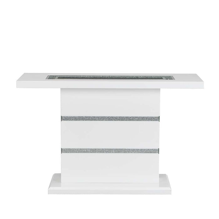 Elizaveta - Console Table - Faux Crystal Diamonds & White High Gloss Finish Unique Piece Furniture