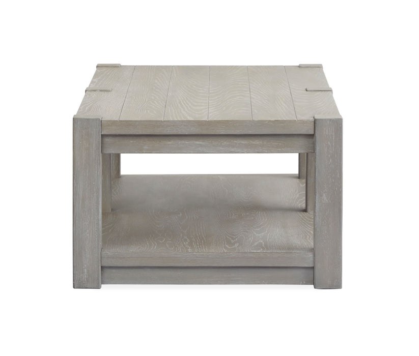 Burgess - Rectangular Shelf Cocktail Table With Casters - Calico Grey