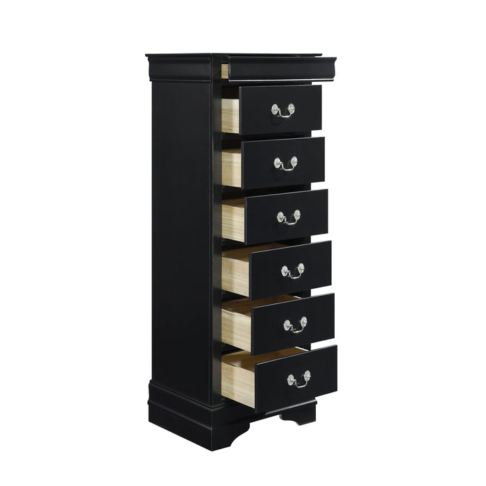 Traditional Design Louis Phillippe Style 1 Piece Lingerie Chest Of 7 X Drawers Black Finish Hidden Drawers Wooden Furniture