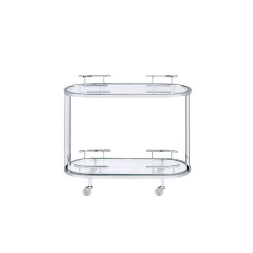 Piffo - Serving Cart - Clear Glass & Chrome Finish Unique Piece Furniture