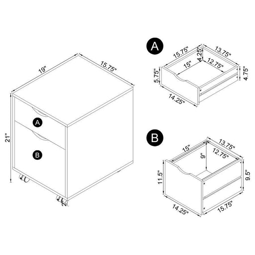 Noorvik - 2-Drawer Mobile File Cabinet - Dark Oak Unique Piece Furniture