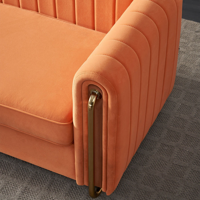 Modern Velvet Sofa Orange Color