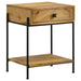Declan - 1-Drawer Accent Table With Open Shelf - Natural Mango And Black Unique Piece Furniture