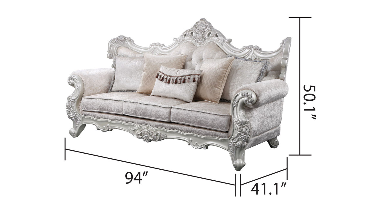Melrose Traditional Sofa Champagne With Silver Brush