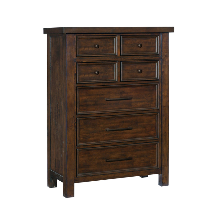 Classic Bedroom Brown Finish 1 Piece Chest Of Drawers Mango Veneer Wood Transitional Furniture