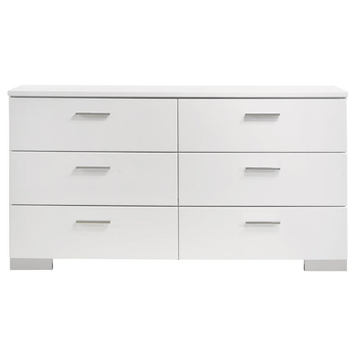 Felicity - 6-Drawer Dresser - Glossy White Unique Piece Furniture