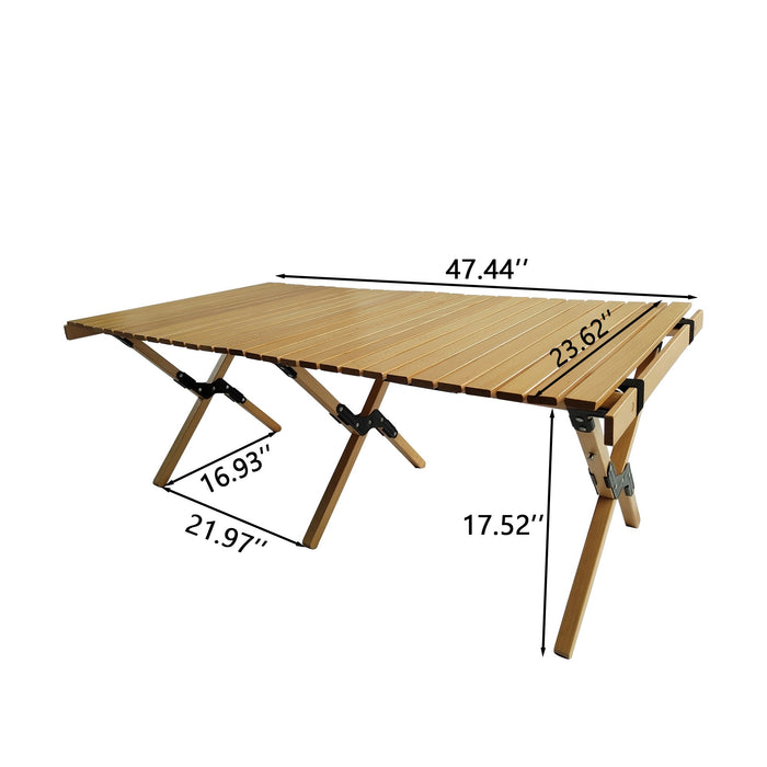 Multi-Function Wooden Foldable Portable Patio Dining Table, Natural Indoor And Outdoor Universal, Natural