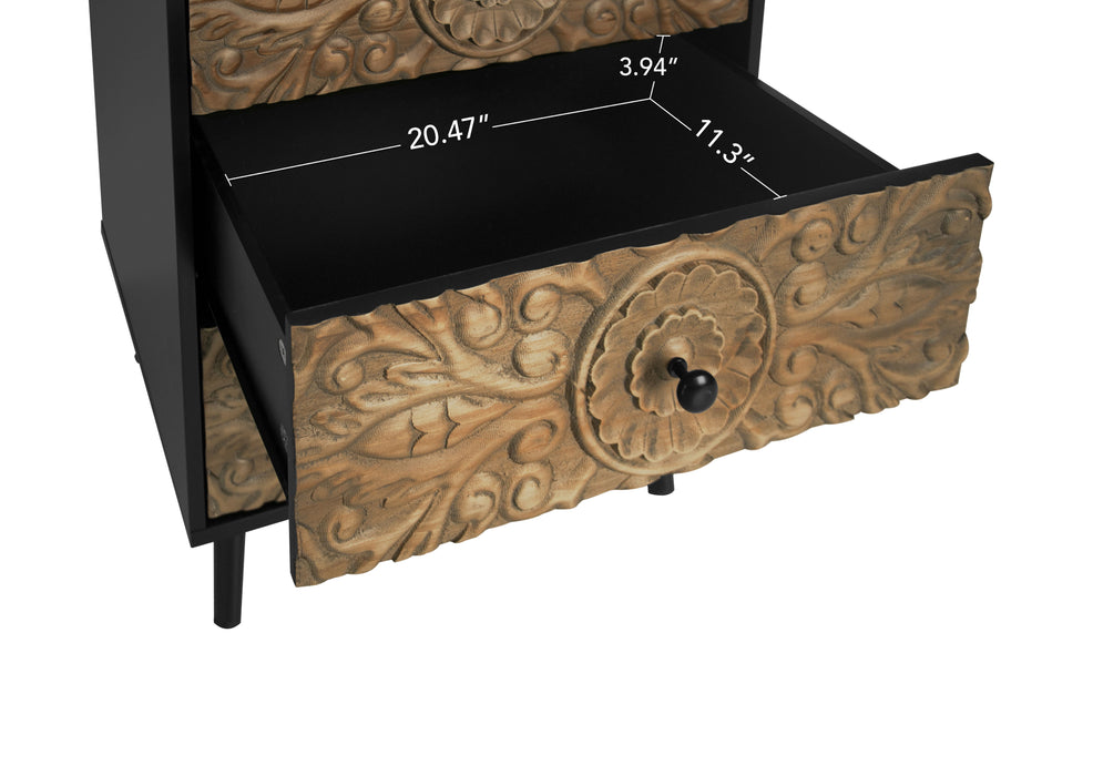 3 Drawer Cabinet, American Furniture, Suitable For Bedroom, Living Room, Study - Black