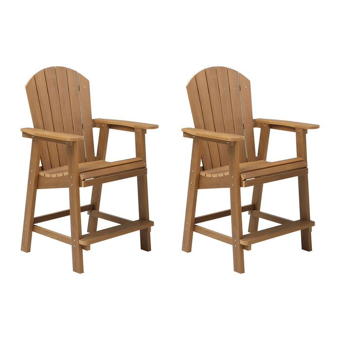 Hips Bar Chair With Armrest, Patio Bar Chair (Set of 2) - Teak