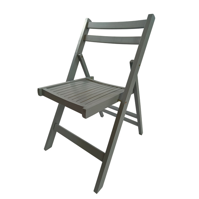 Furniture Slatted Wood Folding Special Event Chair - Gray, (Set of 4), Folding Chair, Foldable Style