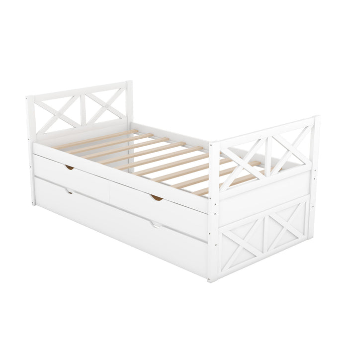 Multi Functional Daybed With Drawers And Trundle, White